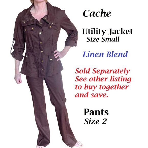 Cache Womens Brown Linen Blend Utility Jacket Sz S - Picture 12 of 14